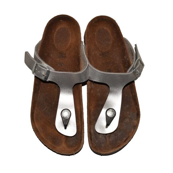 BIRKENSTOCK $60‎ Gizeh Birko-Flor Thong Sandal Silver Kids EU 32 / US 1-1.5 - Picture 1 of 6